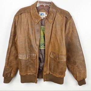 GULF COAST OUTFITTERS Authentic Aviation Distressed Leather Flight Jacket Small